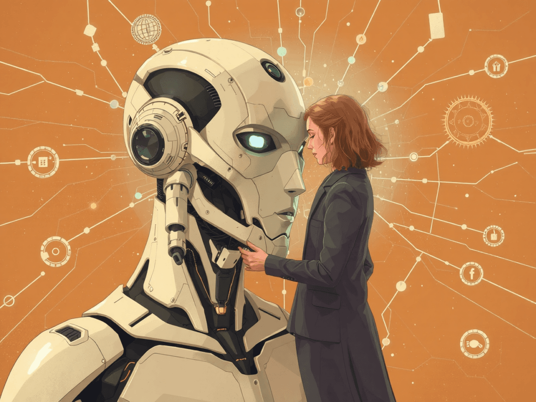 Representación visual de los avances en inteligencia artificial y su integración con la sociedad.